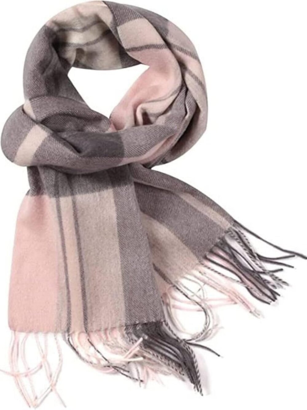 Cozy Merino Wool Plaid Scarf | Thick Soft Winter Wrap for Men & Women